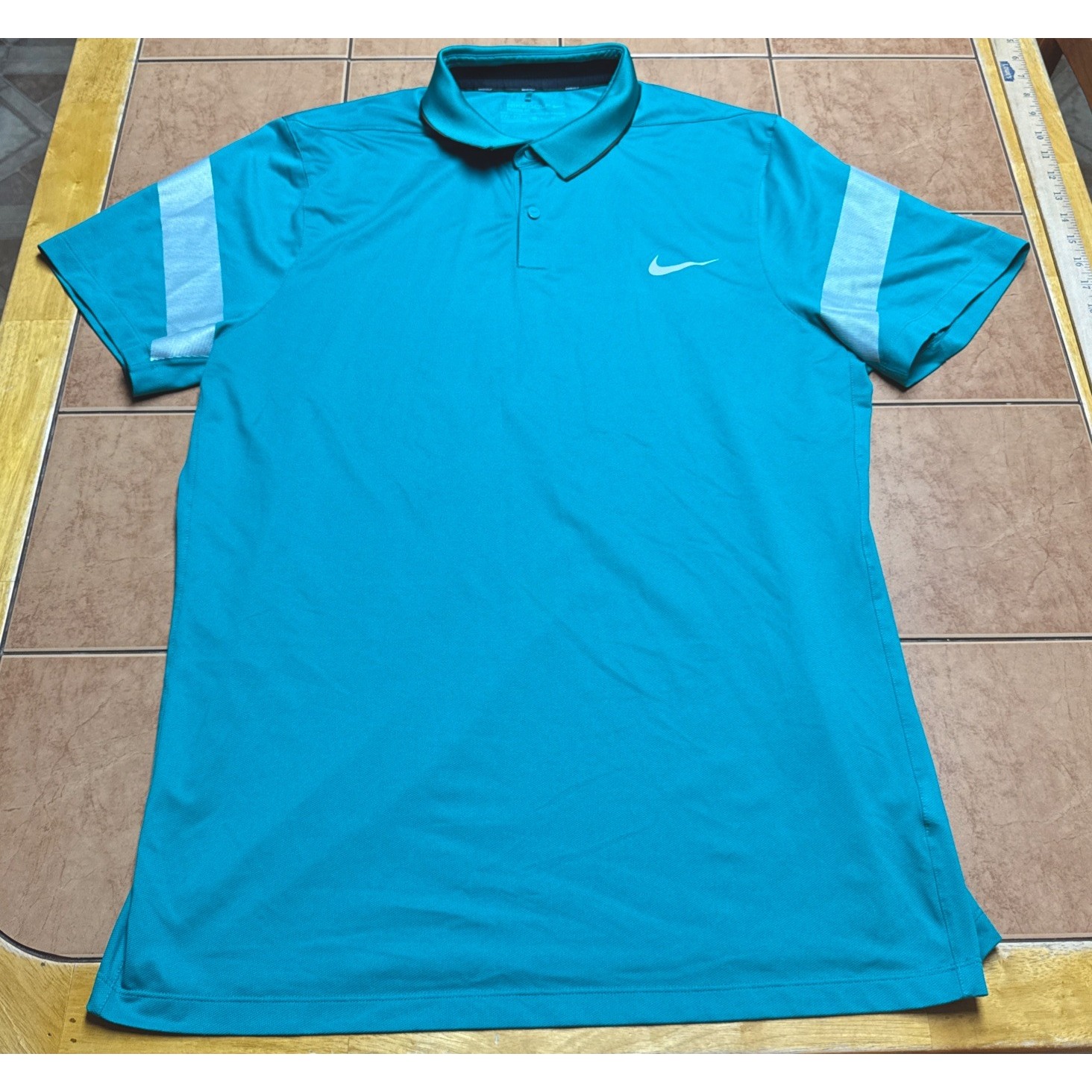 Mens Nike Golf Modern Fit Drifit Golf Polo Shirt Sz Xl Green Gray Snap Buttons